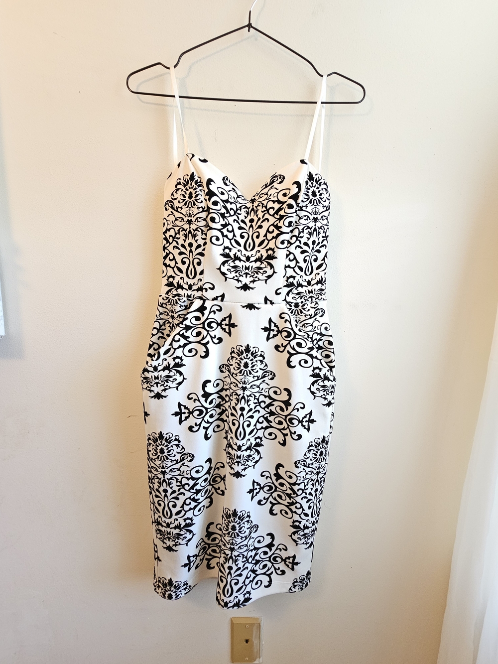 B Darlin White and Black Printed Midi Dress